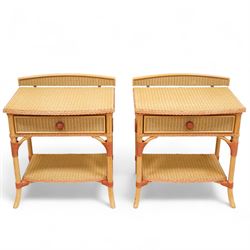 Lloyd Loom of Spalding - pair of mid 20th century bedside cabinets, each with raised galle...