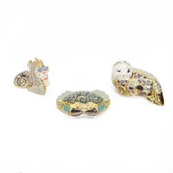 Three Royal Crown Derby paperweights, co