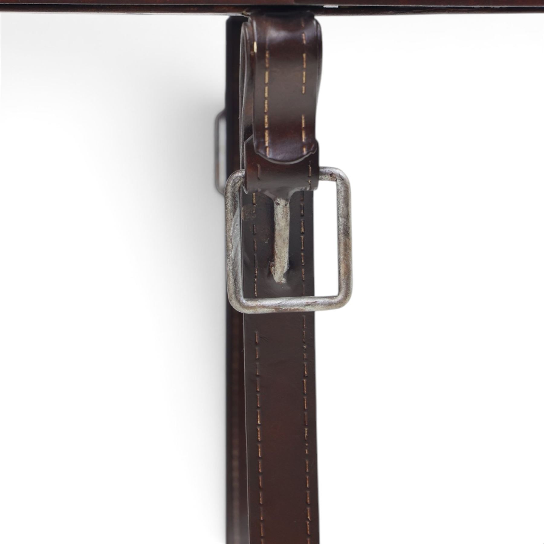 And So To Bed - pair of 'Handel' bedside or lamp tables, faux leather metal supports