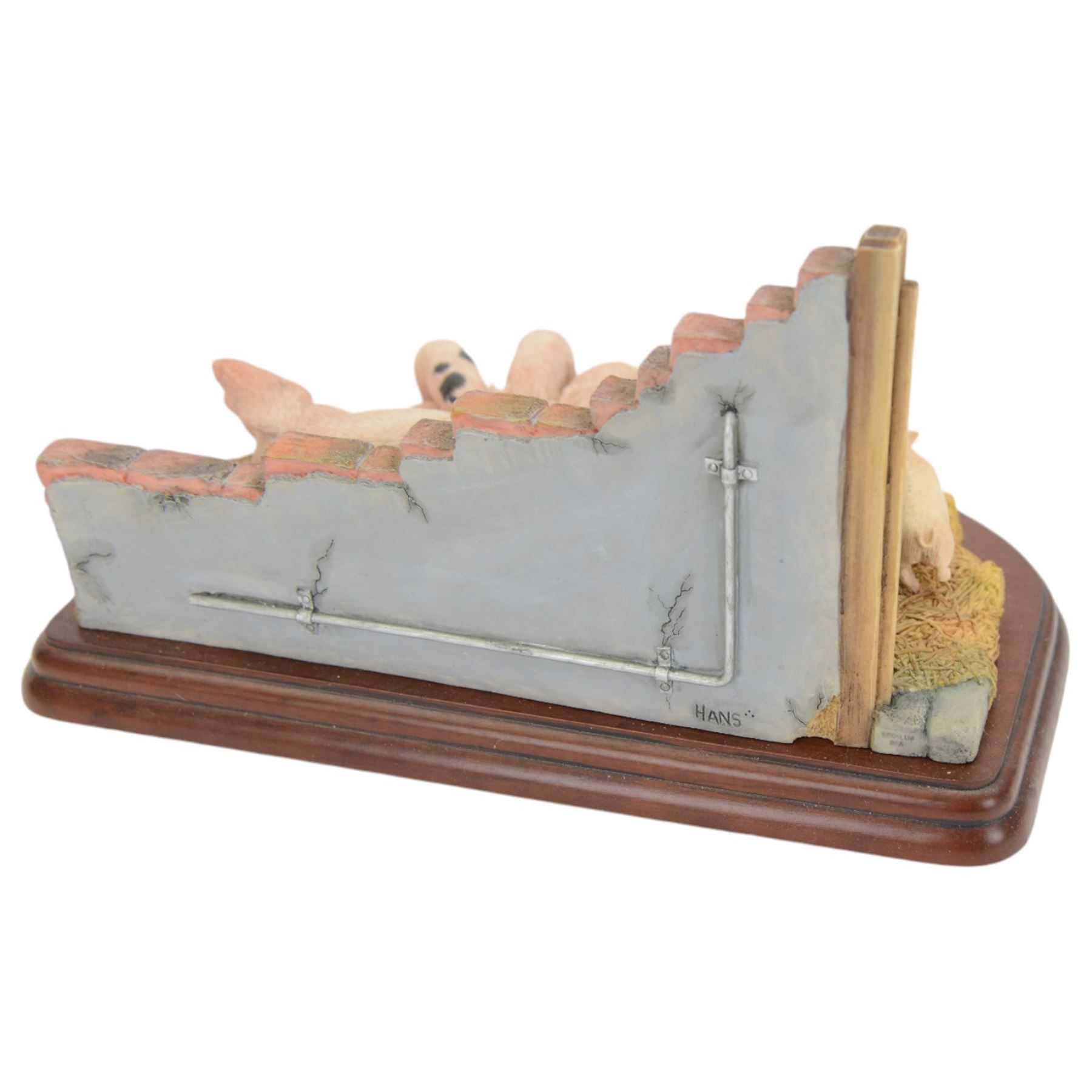 Eight Border Fine Arts pig figures, including Leave Some for Me, model A9792, Upsetting the Apple Cart, model A7935, Hog Heaven, model A1015 etc