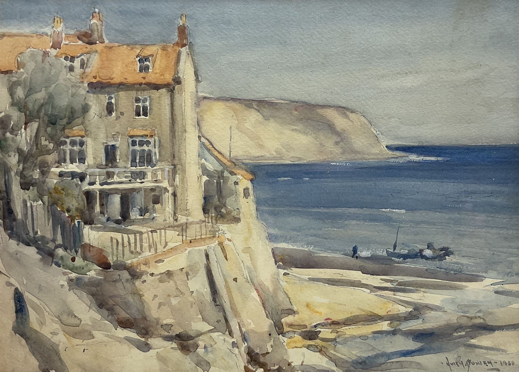 Owen Bowen (Staithes Group 1873-1967): Beacholme - Robin Hood's Bay, watercolour signed and dated 1930, 26cm x 36cm