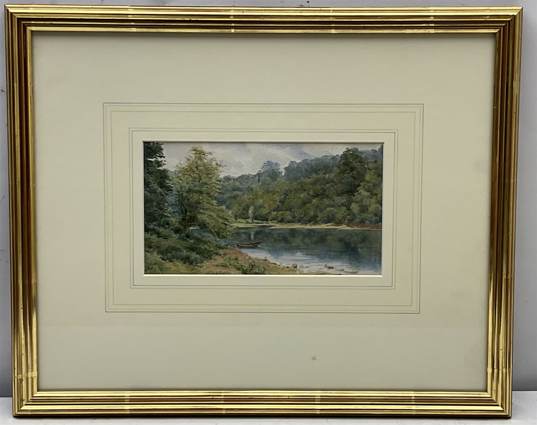 George Richard Lane Fox (1st Baron Bingley) (British 1870-1947): 'The Lake at Wothersome', watercolour unsigned, labelled verso 13cm x 22cm; Joan Ridout (British 20th century): 'Thorn Trees on Dartmouth', watercolour signed 22cm x 32cm; English School (20th century): Tree Landscape, watercolour signed with monogram 25cm x 35cm (3)
