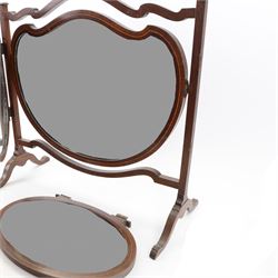 Edwardian mahogany triple folding dressing table mirror, H69cm