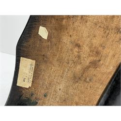 18th century West Country ash and elm Windsor armchair, high hoop and stick back, turned supports with H stretcher, green paint finish