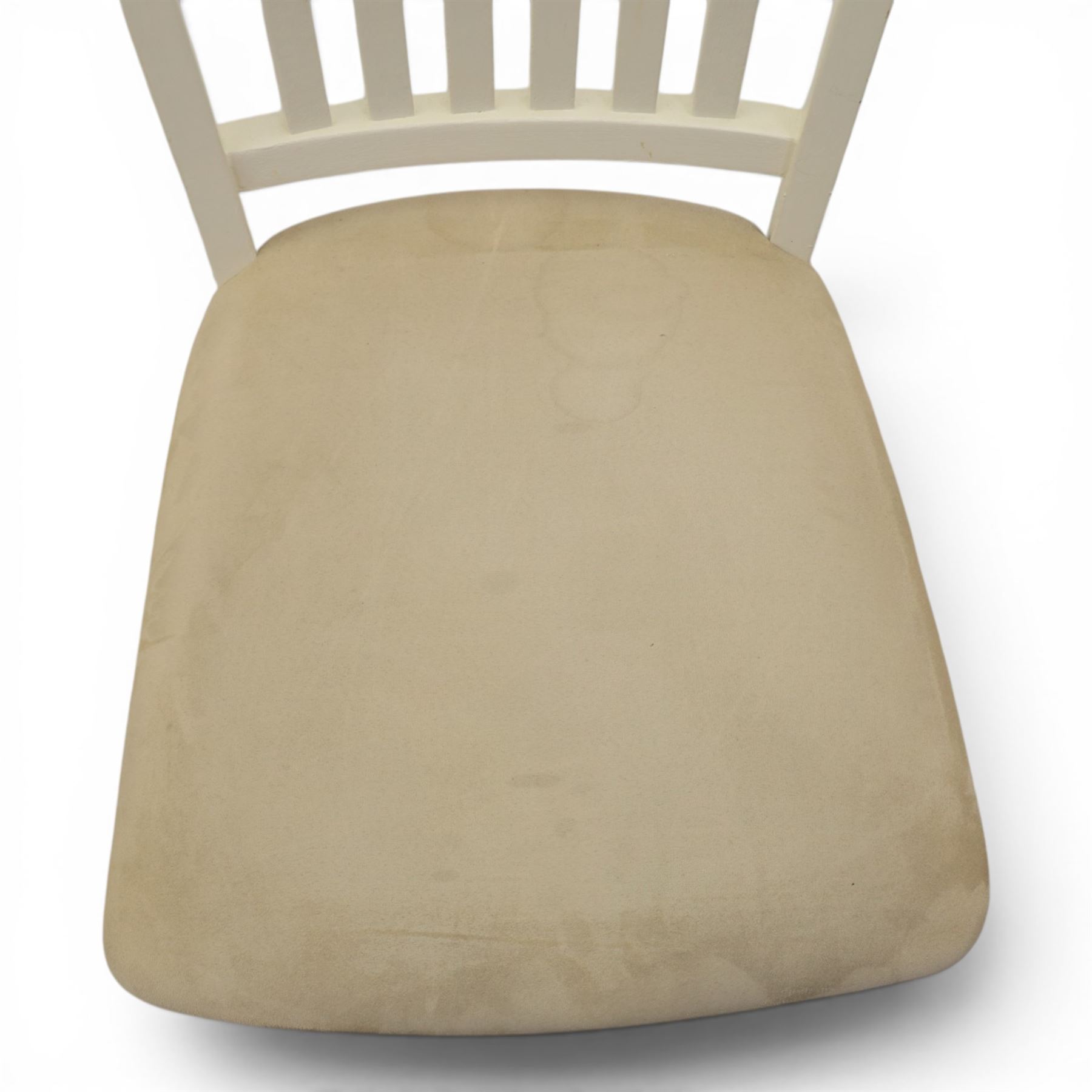 Contemporary Oak fold-over leaf dining table and four chairs, square top extending to a rectangular top 200cm, four white dining chairs with upholstered and padded seats