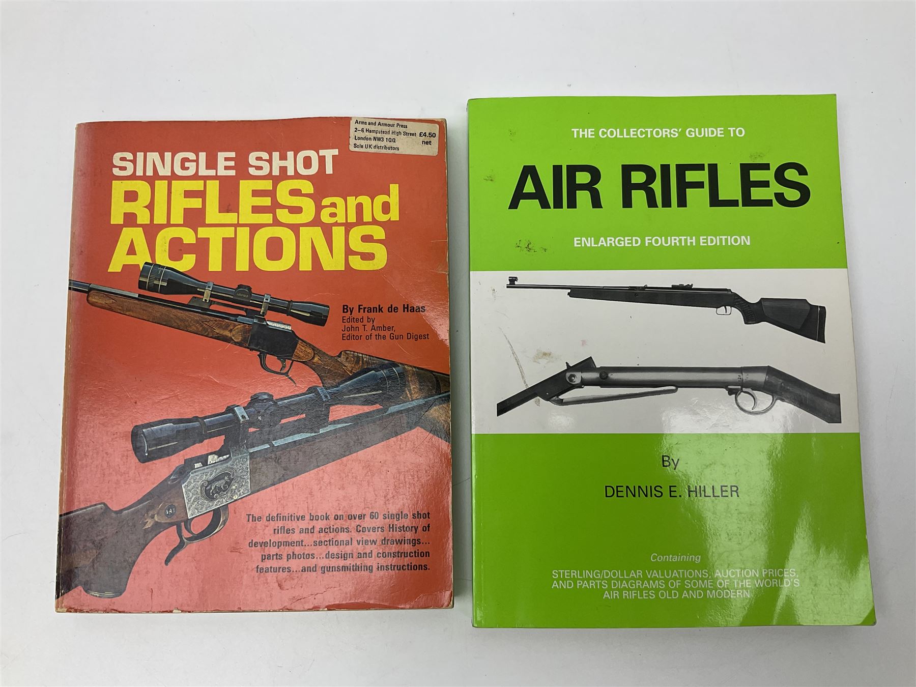 Collection of books, pamphlets and catalogues on guns and shooting including Colin Greenwood: Rook & Rabbit Rifle. 2006; Frank de Haas: Bolt Action Rifles. 1984 and Single Shot Rifles and Actions. 1969; Ian Skinnerton: .577 Snider-Enfield Rifles and Carbines. 2003 and two Small Arms Identification Series booklets; two Collectors Guides on Air Rifles by D.E. Hiller etc; and Bruce Bairnsfather Bystander's Fragments From France No.4