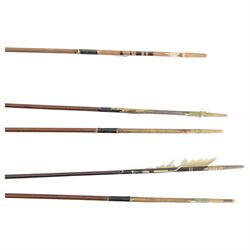Japanese palanquin arrows, five arrows with blunt metal ends, L28cm 