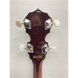 Rally five-string banjo with mahogany solid back L101cm in soft carrying case; and Brunswick Model BF200 acoustic guitar L103cm; with small quantity of instructional DVDs and booklets