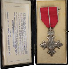 Most Excellent Order of the British Empire, M.B.E. breast badge and Greenwich Hospital School Medal for Attainments and Good Conduct medal, both awarded to Lt Ralph Dixon Roya Navy