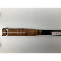 Estwing Black Eagle style double bit throwing axe with leather grip, virtually mint with labels present, plastic blade protectors and nylon sheath L43cm; another smaller Estwing axe stamped 24A to the pommel, with leather grip and sheath; and a vintage short handled hedge knife, the blade stamped IH (?) No.2 (3)