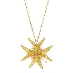 18ct gold filigree Maltese cross pendant