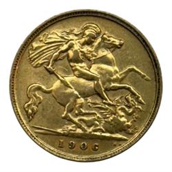 King Edward VII 1906 gold half sovereign coin