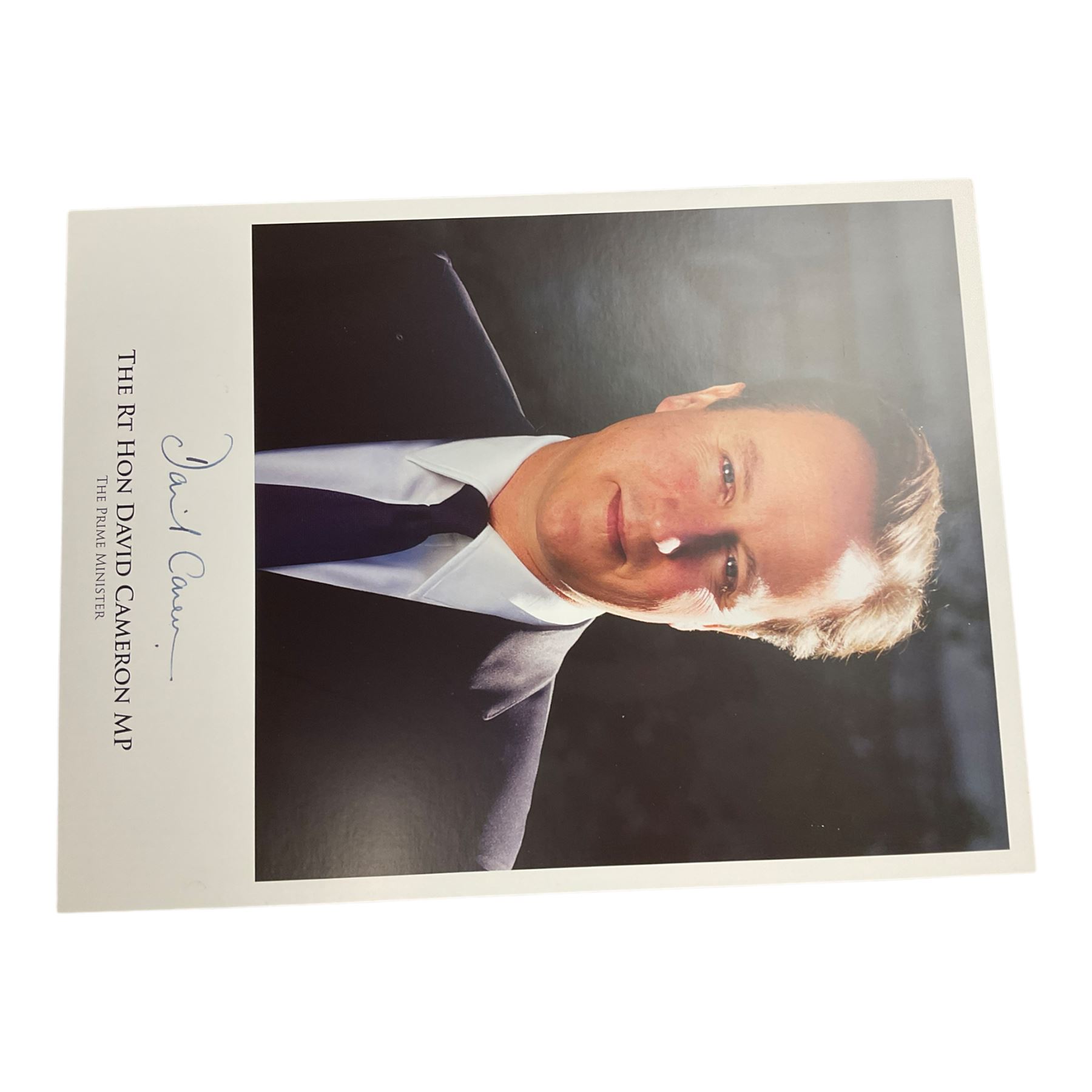 Five signed photographs of ex British prime ministers, comprising Boris Johnson, Tony Blair, Theresa May, Gordon Brown and David Cameron   
