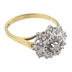 9ct gold diamond cluster ring, Birmingham 1981