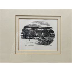 Ian Stephens RE (British 1940-): 'Cosgrove Mill' and 'Cottesbrooke', pair wood engravings signed and titled, dated 1983 and 1984 and numbered 22/50 and 26/50, respectively, 10cm x 13cm; Elaine Marshall (British Contemporary): 'Trinity Garden, Greenwich Riverwalk 1', coloured etching with aquatint signed titled and numbered 26/100 in pencil 23cm x 16cm (3)