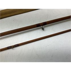 'The Scottie' 9ft 6inch split cane two piece fly fishing rod, housed in a Farlow's London rod bag