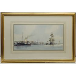 Mervyn Gordon Pearson (British 1934-): 'Shipping off Cowes', watercolour signed, titled verso 27cm x 53cm
