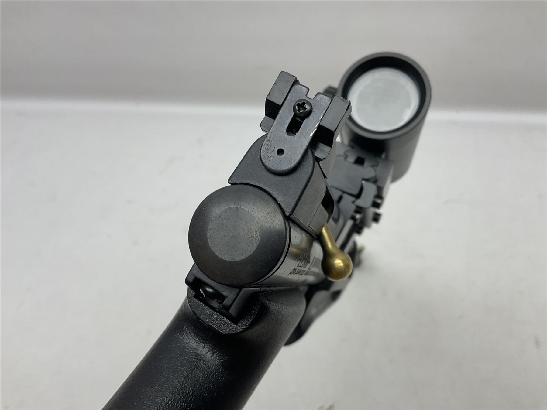 Crosman Model 2250B .22 cal. CO2 rifle, with PAO red dot sight and skeleton stock, serial no.221B76447, L77.5cm overall  NB: AGE RESTRICTIONS APPLY TO THE PURCHASE OF AIR WEAPONS.