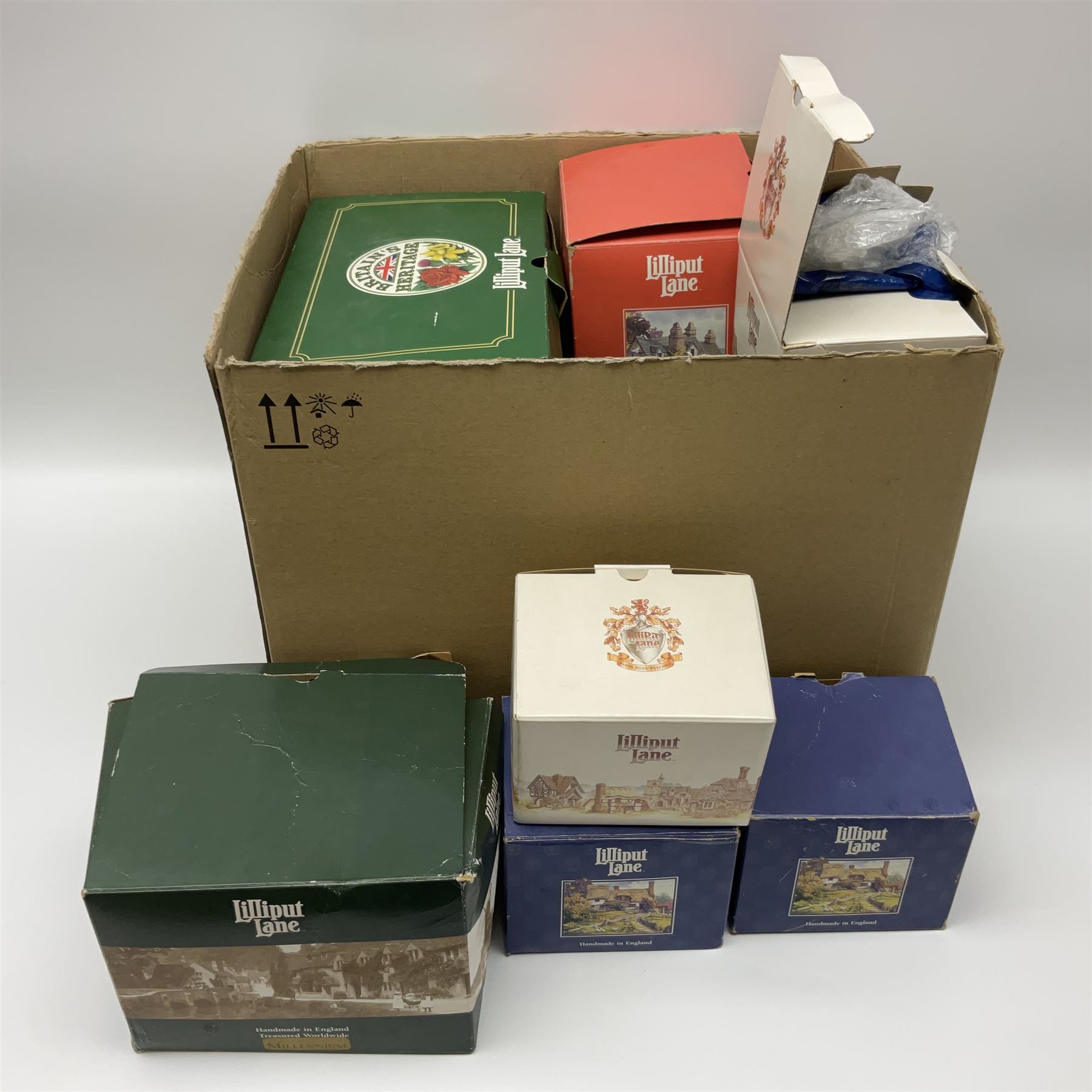 Fourteen Lilliput Lane, to include Bo-Peep Tea Rooms, Snowdon Lodge, The Great Equatorial, Big Ben in Winter, St Joseph's Church etc, all with original boxes and some with deeds 