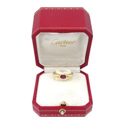  Cartier Ellipse 18ct gold single stone ruby ring, hallmarked, boxed