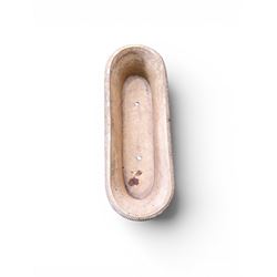 Mid-20th century terracotta oval lattice shallow planter - design after James Pulman & Son