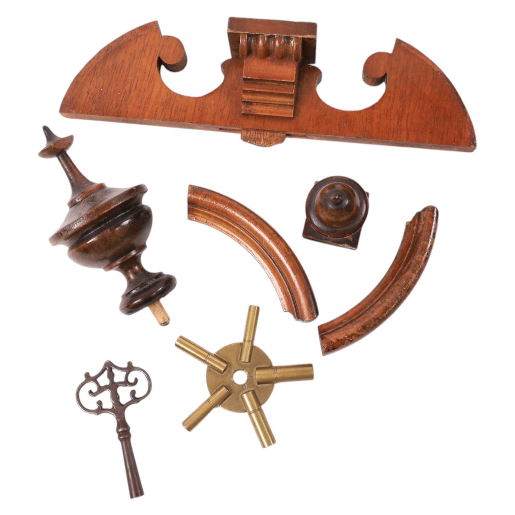 Brass carriage clock, engine turned masked dial with beveled glass sides, together with another clock 