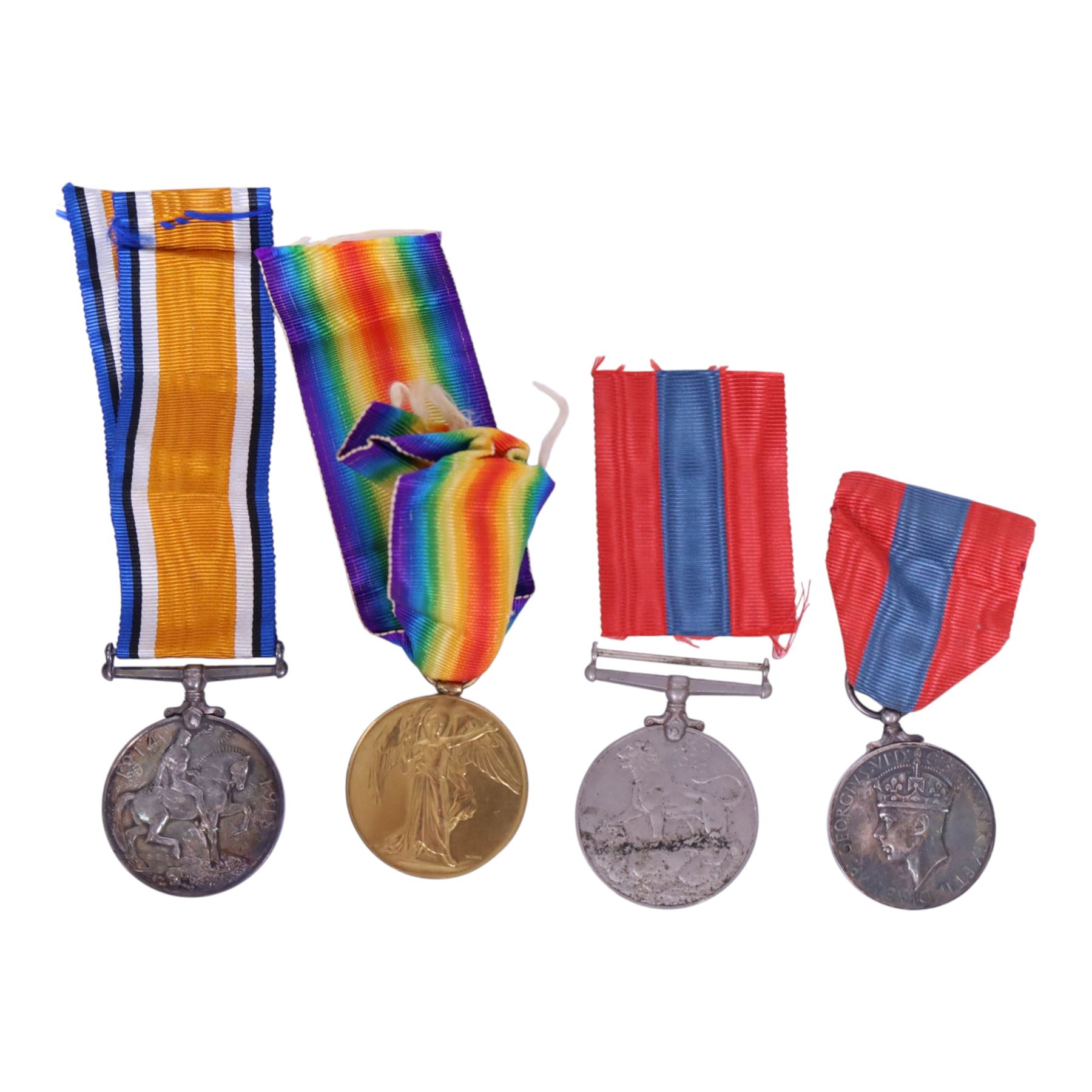 Four medals, comprsing WWI medal pair, George VI medal for Faithful Service in the Special Constabulary and WWII war medal, awarded to 182295 PNR. C. G. Riley R.E