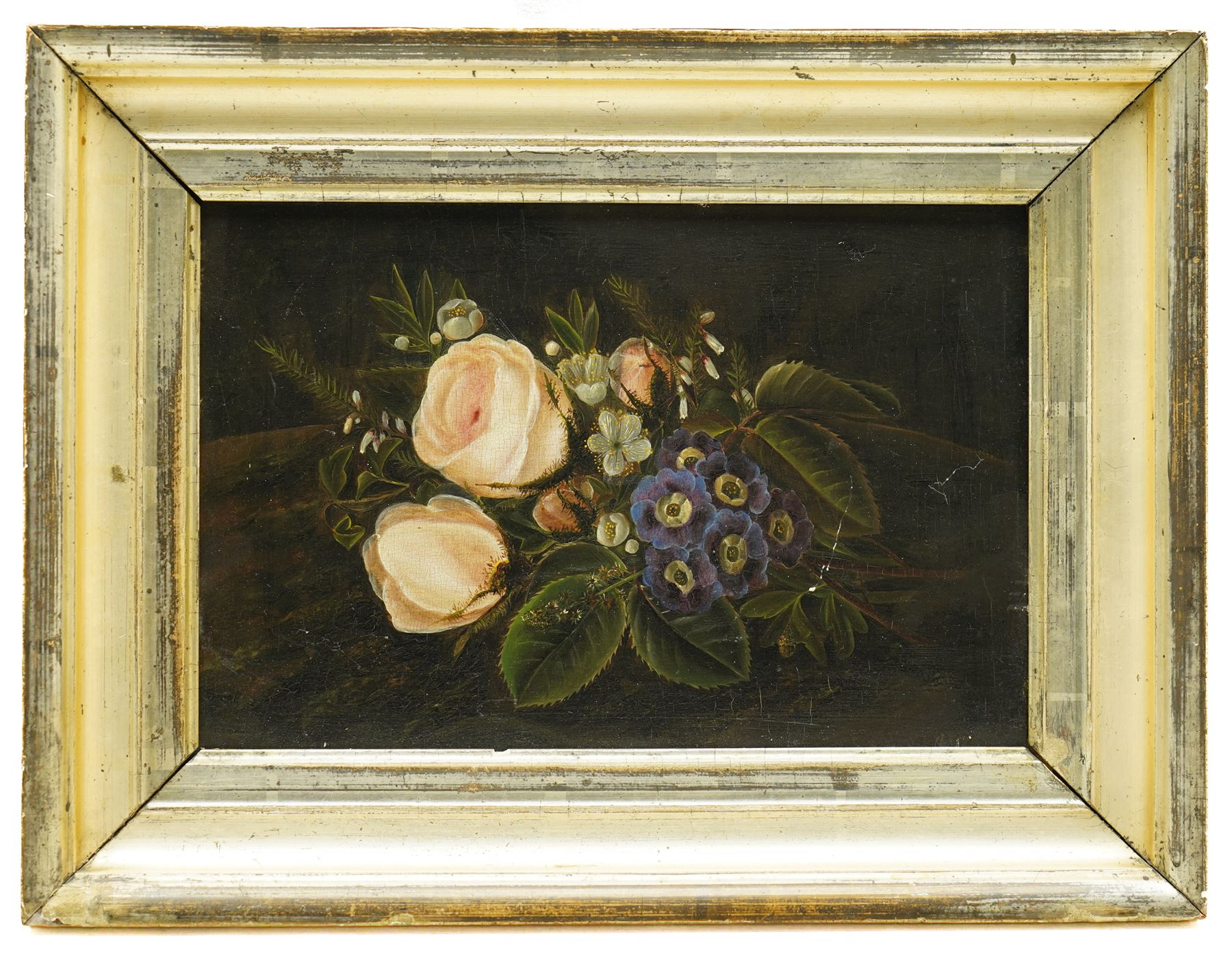 Danish/Swedish School (Early 20th century): Still Life of Flowers on a Ledge, oil on panel indistinctly inscribed verso 17cm x 26cm
