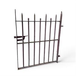 19th century wrought iron hand gate, with hinge loops and latch, square diamond fit rails,...