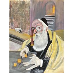 Roland-Henrich Gotschik (German/Romanian 1960-): 'Shylock - The Merchant of Venice', acrylic on unstretched canvas signed, inscribed and dated 2022 verso 185cm x 135cm