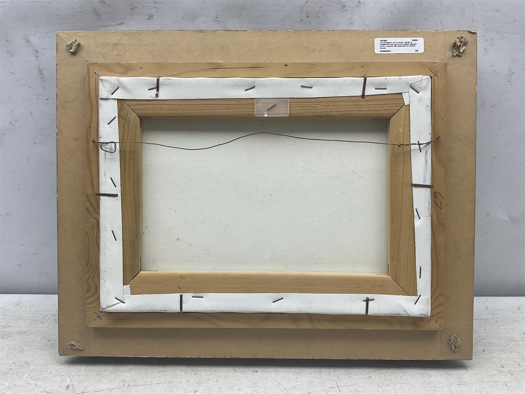 Tim Brough (British 20th century): Still Life with Strawberries, oil on canvas signed 24cm x 34cm