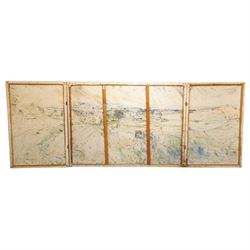 John Gilbey Bowles (British 1929-2011): The Passing of the 'Summer Storm', triptych of three oils on canvas signed, overall 267cm x 100cm
Notes: exhibited at Williamson Art Gallery, Birkenhead