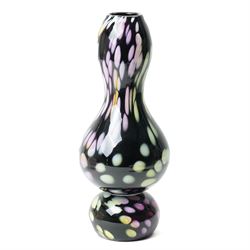 Ludvig Lofgren for Kosta Boda vase, decorated with mottled detail in purples and greens, u...
