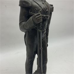 Bronzed figure of a Grenadier guard, H33cm