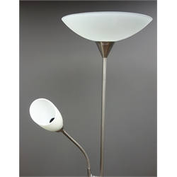  Silver finish uplighter with adjustable reading light H182cm (This item is PAT tested - 5 day warranty from date of sale)   