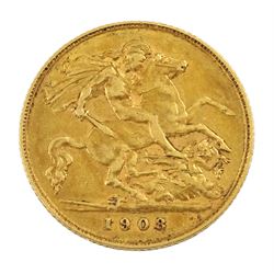 Edward VII 1908 gold half sovereign 