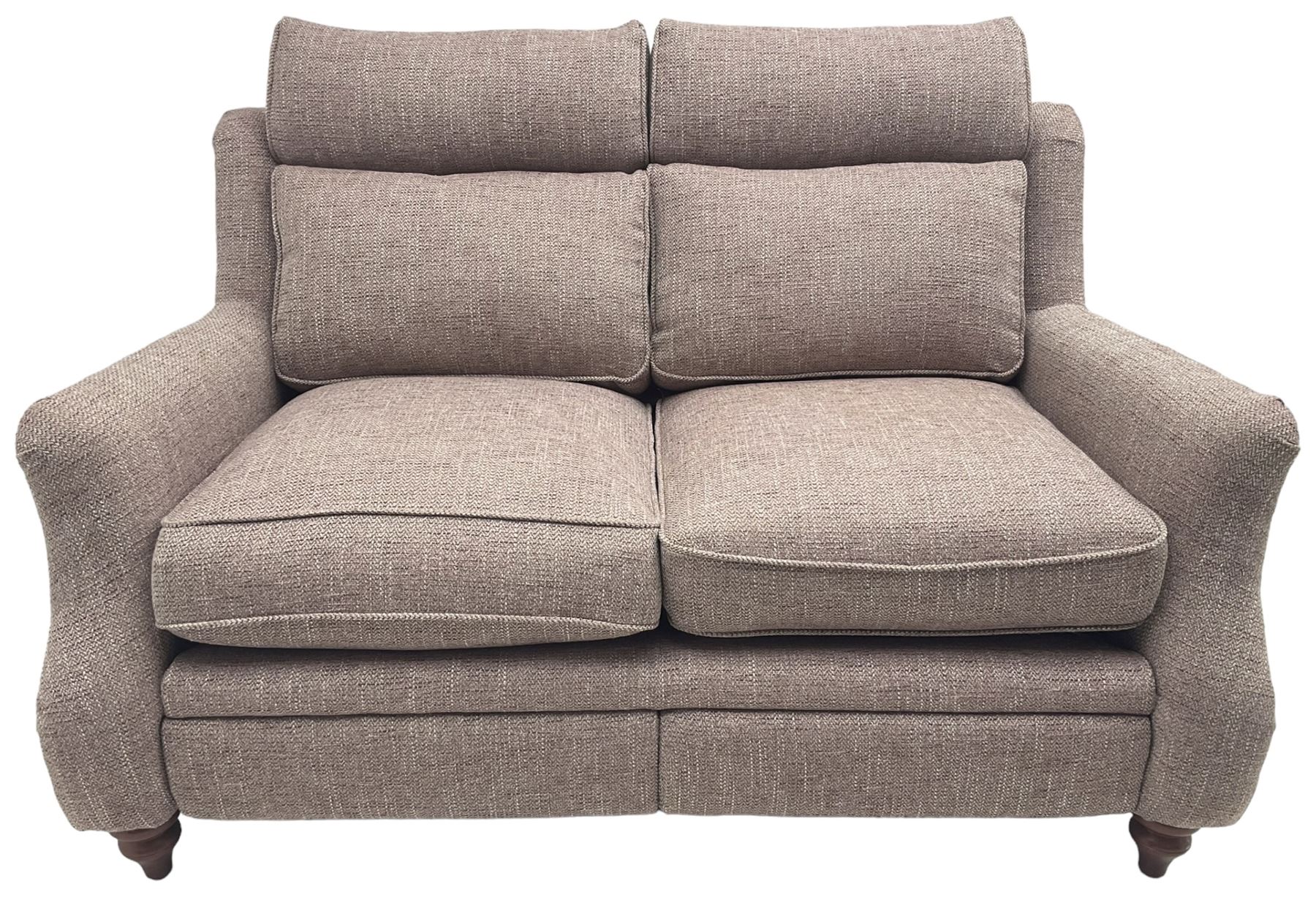 Parker knoll -  'Newbury' two-seat sofa (W148xm, H103cm, D100cm); and matching armchair with electric rising footrest (W85cm); upholstered in lavender fabric 