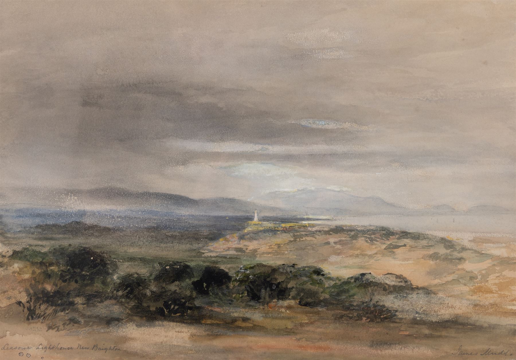 James Mudd (British 1821-1906): 'Leasowe Lighthouse New Brighton', watercolour signed and titled in pencil, 25cm x 35cm; Douglas Ian Smart (British 1879-1970): 'Lerida' Spain, watercolour signed and titled 25cm x 36cm (2)