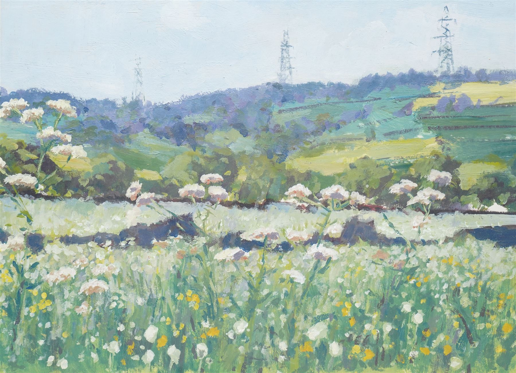 Barry De More (Yorkshire 1948-2023): 'Landscape Summer Afternoon', acrylic on paper, signed titled and dated 1993 verso 26.5cm x 36.5cm
Provenance: consigned by the artist's widow