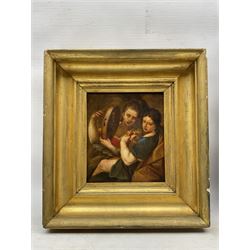 English School (Early 19th Century): The Judgement of Paris and The Musicians, two oils on panel unsigned, the latter with various indistinct inscriptions verso, max 21cm x 33cm (2)