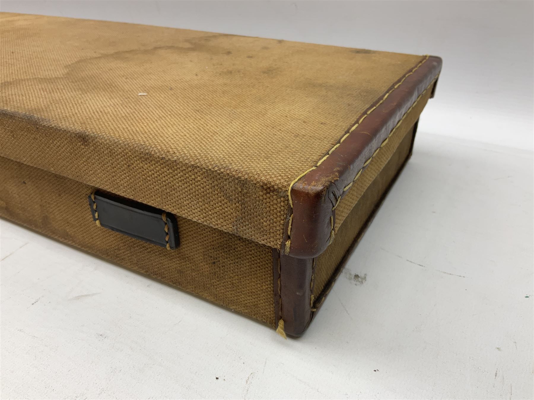 Canvas and leather bound shotgun case, up to 30.5” barrels