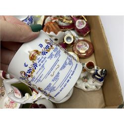 Noritake Howo blue and white tea wares, Wedgwood Jasperware trinket boxes, Wedgwood meat platter, La Reine Limoges trinket boxes and other ceramics, etc, in three boxes