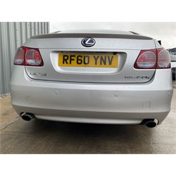 Lexus GS 450h saloon car, 3.5 SE-L, 4 door, CVT Auto
Year: 2010, September
Colour: Silver
Mileage: 50,000 approx.
Fuel: Petrol Hybrid
MOT Exp: 9th April 2025
Reg: RF60 YNV
V5: No

For sale by instruction from a local estate
Buyers Premium 10% plus VAT (12% inc.)

