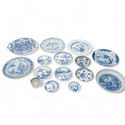 Set of four Chinese blue and white plates, mostly 18th century export examples, all unmark...