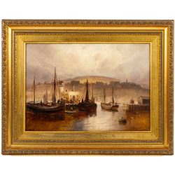 Walter Linsley Meegan (British c1860-1944): Scarborough and Whitby Harbours, pair oils on canvas signed 24cm x 34cm (2)