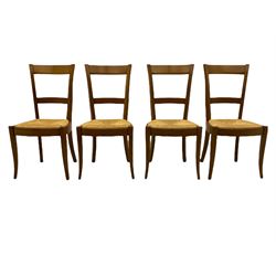Grange Furniture cherry wood dining table, and eight chairs with rush seats