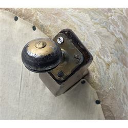 Victorian walnut framed nursing chair, upholstered in buttoned floral pattern fabric, on turned front feet 