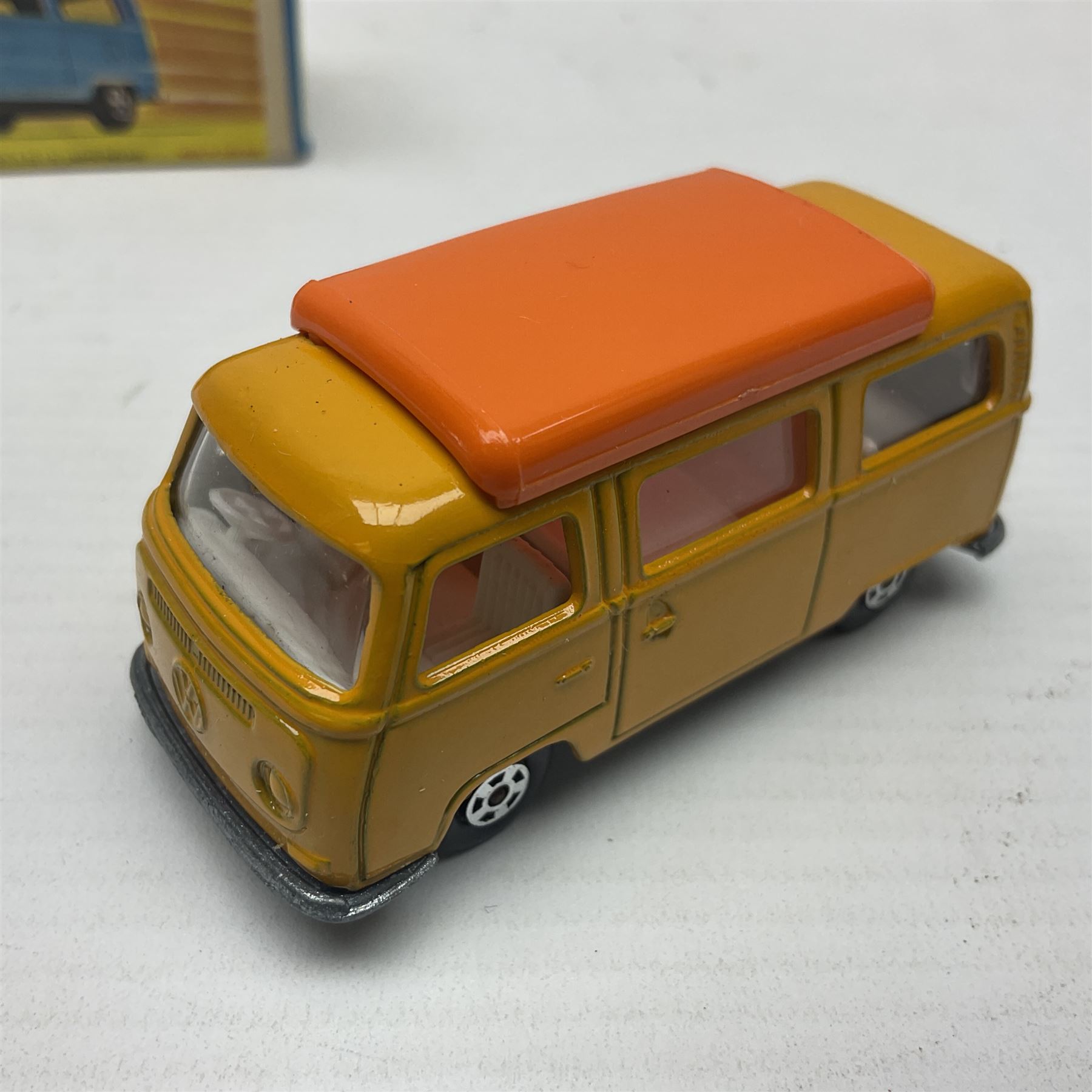 Matchbox 1-75 Series 'Superfast' ex-shop stock - eight models comprising 9e AMX Javelin, 13e Baja Buggy, 14d Iso Grifo, 19e Road Dragster, 22d Freeman Intercity Commuter, 23e Volkswagen Camper, 27e Lamborghini Countach and 29d Racing Mini; all boxed (8)