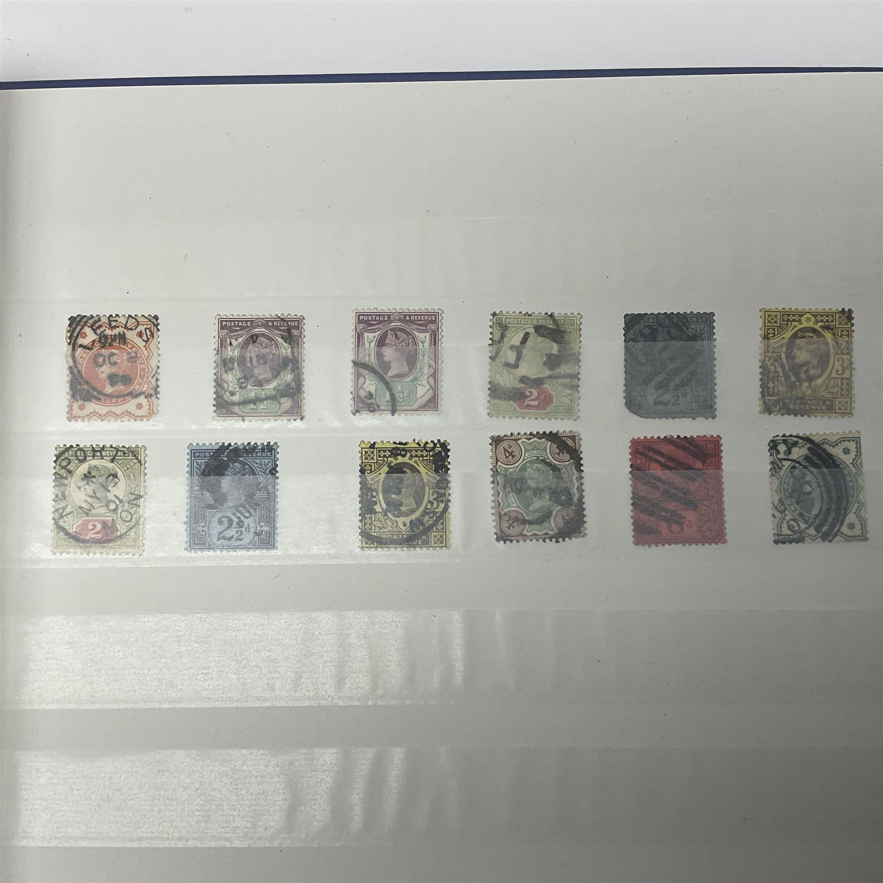 Queen Victoria and later mostly Great British stamps, including 1856 one shilling, 1870 half penny 'bantam', various 1862-64 issues etc, housed in a blue stockbook