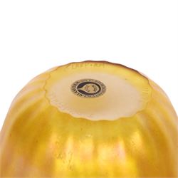 John Ditchfield for Glasform vase, of ovoid from, iridescent yellow, signed beneath, H14cm  